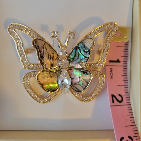Butterfly Brooch NIB ~ Charter Club ~ Abalone & Rhinestone ~ Boho Chic! - Picture 15 of 16